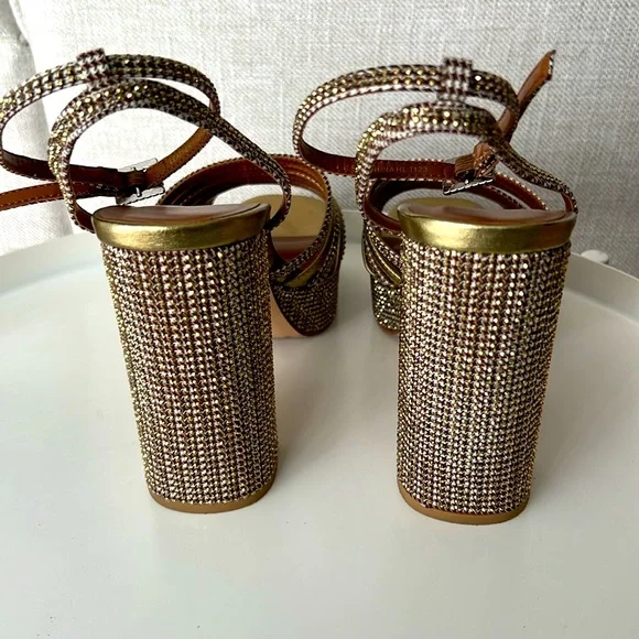 Kurt Geiger Gold Strappy Women's Heels - Picture 3 of 6